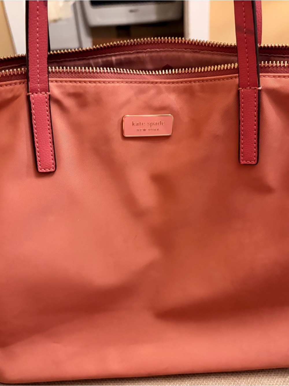 kate spade Pink Nylon Tote with Gold Hardware